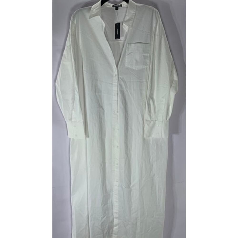 Express Women's White Solid Button-Up Long Sleeve… - image 1